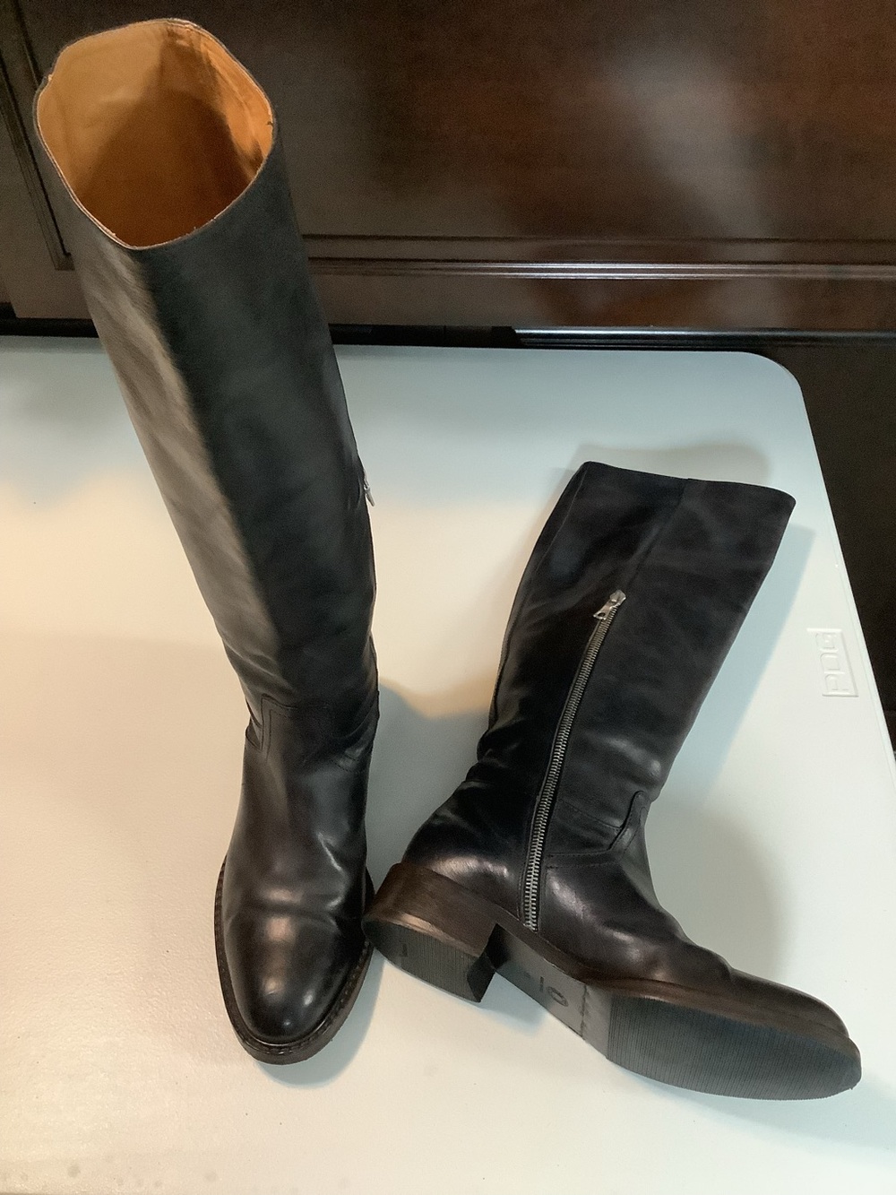 Dries Van Noten Leather Black Tall Zip Riding Boots